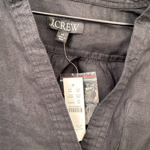 J.Crew Bungalow Maxi Black Linen XS Popover Dress NWT - Picture 6 of 8